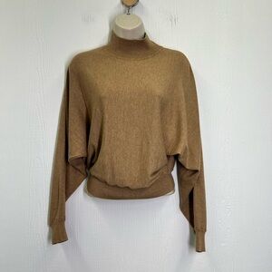 H&M - Tan Mock Neck Bat Wing Long Sleeve Lightweight Comfortable Sweater SZ XS